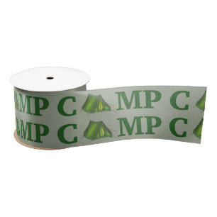 CAMP Green Tent Summer Camping Camper Ribbon Satin Ribbon