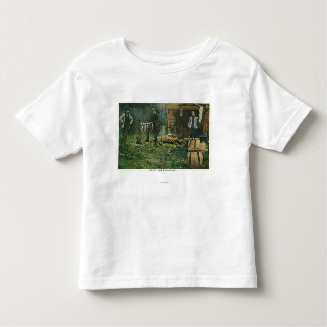 Camp Ground Scene of Men Camping in Maine Toddler T-Shirt (Front)