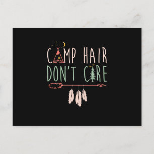 Camp Hair Don't Care Funny Camping Outdoor Camper. Announcement Postcard