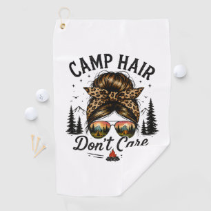Camp Hair Don't Care Messy Bun Funny Golf Towel