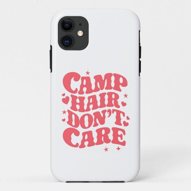 Camp Hair Don't Care Summer Camping Girls Groovy Case-Mate iPhone Case (Back)