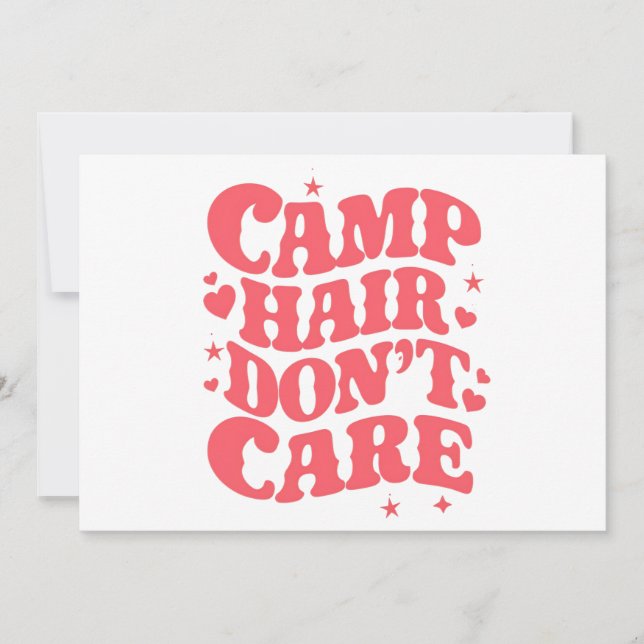 Camp Hair Don't Care Summer Camping Girls Groovy Invitation (Front)