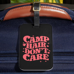 Camp Hair Don't Care Summer Camping Girls Groovy Luggage Tag