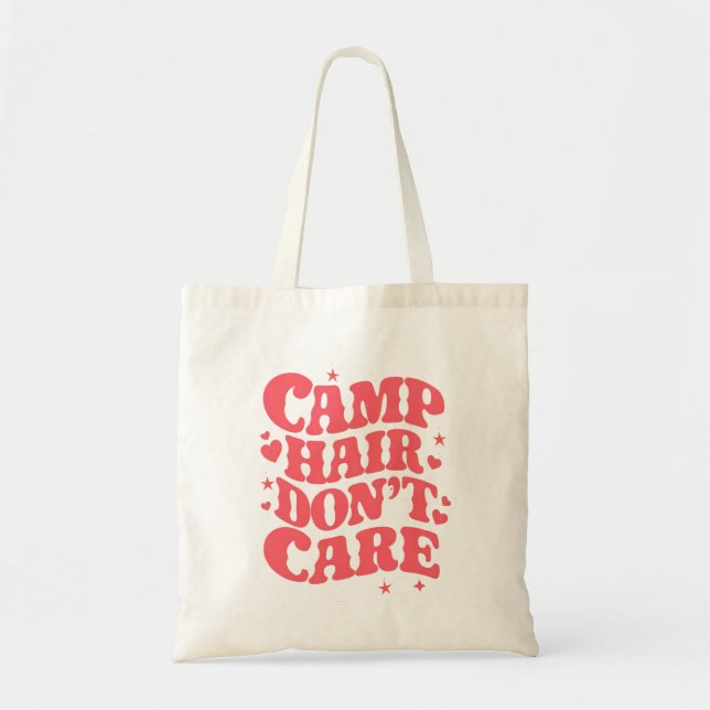Camp Hair Don't Care Summer Camping Girls Groovy Tote Bag (Front)