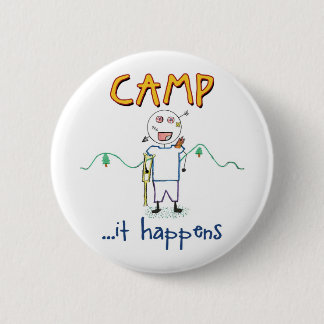 Camp Happens - Funny Kids Summer Camp Drawing 6 Cm Round Badge