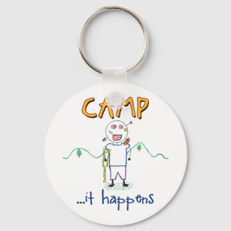 Camp Happens - Funny Kids Summer Camp Drawing Key Ring