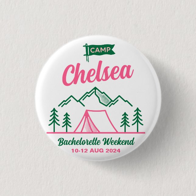 Camp Hiking Bachelorette Hens Party Weekend Pin (Front)
