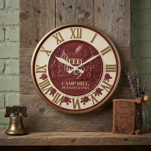 Camp Hill Pennsylvania Historic House and Roses  Large Clock