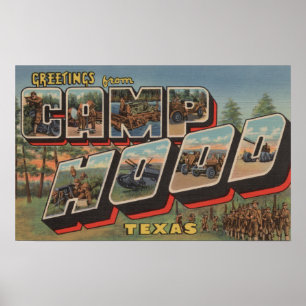 Camp Hood, Texas - Large Letter Scenes Poster