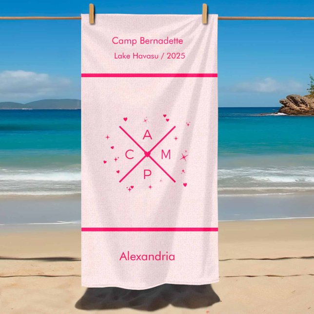 CAMP Hot Pink Bachelorette Bridesmaids Pool Beach Towel (Creator Uploaded)