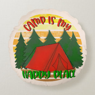Camp is My Happy Place Round Cushion