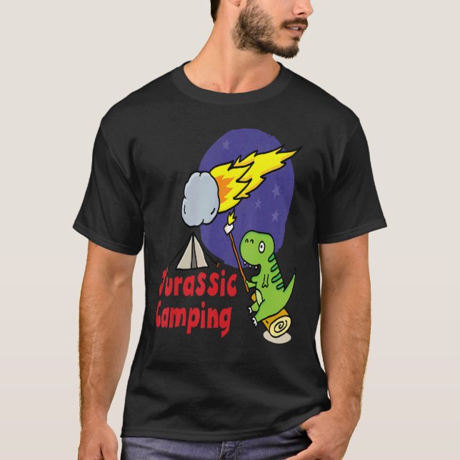 Camp  Jurassic Dinosaur Camping Happy Camper Adven T-Shirt (Front)