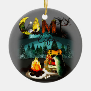 Camp Life - Camping Nature Hiking Fire Backpack Ceramic Ornament