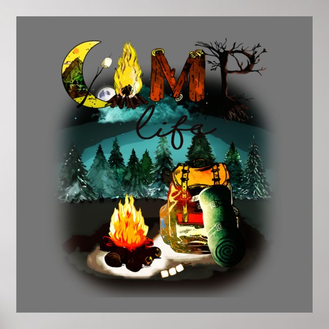 Camp Life - Camping Nature Hiking Fire Backpack  Poster (Front)