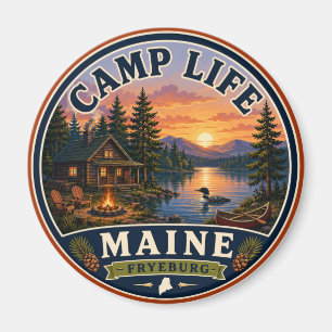 Camp Life Fryeburg Maine Round Magnet