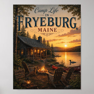 Camp Life in Fryeburg Maine Vintage Lake Poster Pr