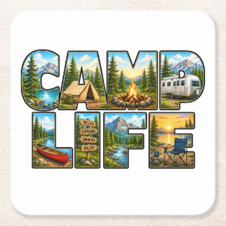 Camp Life Mug Square Paper Coaster