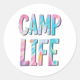 Camp Life Tie-die Summer Top For Girls Summer Camp Classic Round Sticker