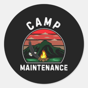Camp Maintenance Retro Summer Camper Staff Camping Classic Round Sticker