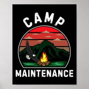 Camp Maintenance Retro Summer Camper Staff Camping Poster