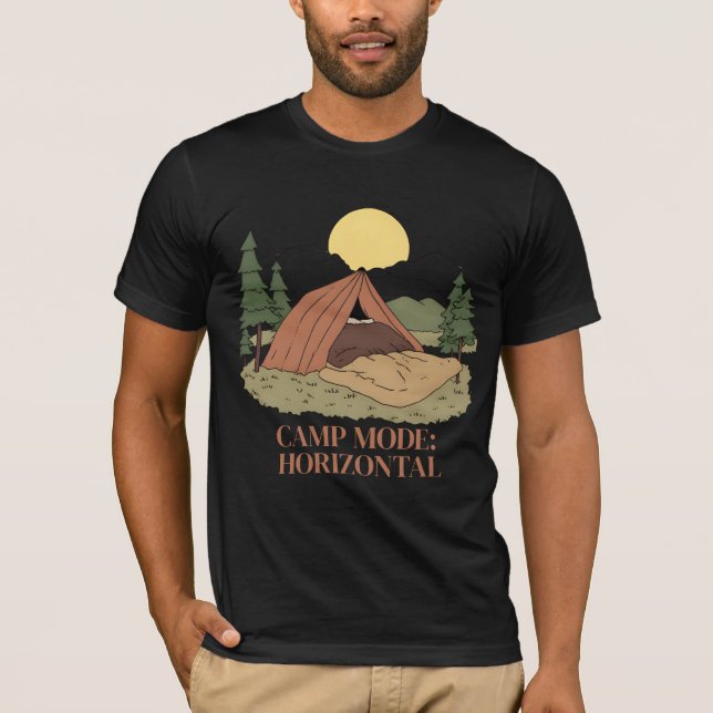 CAMP MODE: HORIZONTAL.” – LAZY CAMPER TEE (Front)