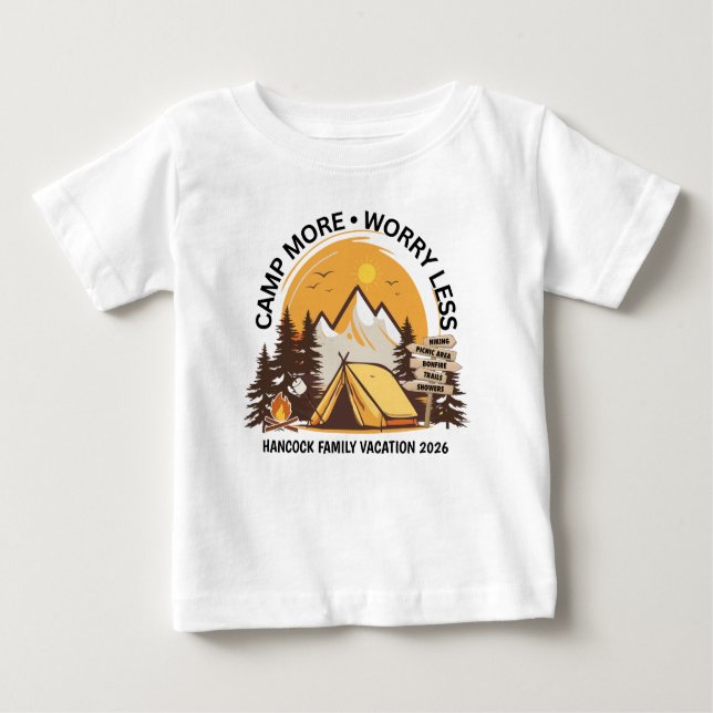 Camp More Worry Less Camp Baby T-Shirt (Front)