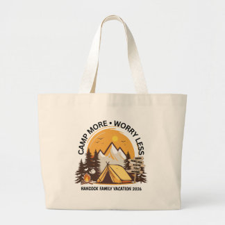 Camp More Worry Less Camp Large Tote Bag