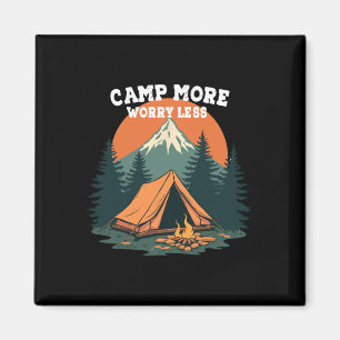 Camp More Worry Less Camping-themed Retro Design Magnet