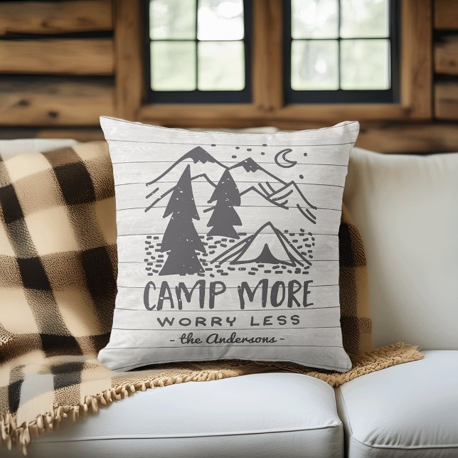 Camp More, Worry Less | Custom Rustic Cushion (Creator Uploaded)