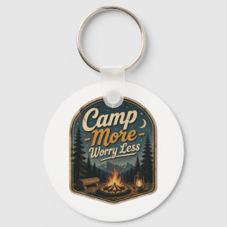 Camp More, Worry Less – Vintage Camping Adventure Key Ring