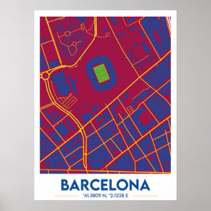 Camp Nou Map Design Poster