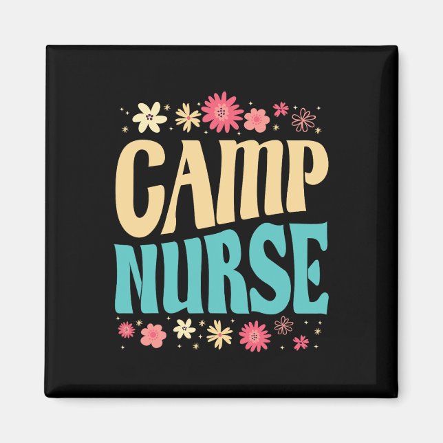 Camp Nurse Floral Outfit Summer Camping Registered Magnet (Front)