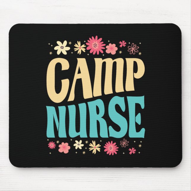Camp Nurse Floral Outfit Summer Camping Registered Mouse Pad (Front)