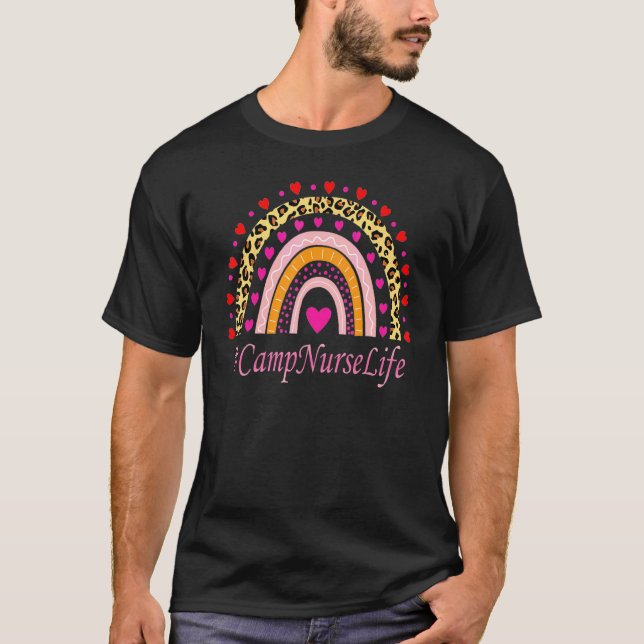 Camp Nurse Leopard Rainbow Nurse's Week T-Shirt (Front)