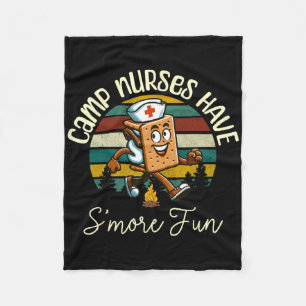 Camp Nurse Retro Camper Nature Camping Trip S'more Fleece Blanket