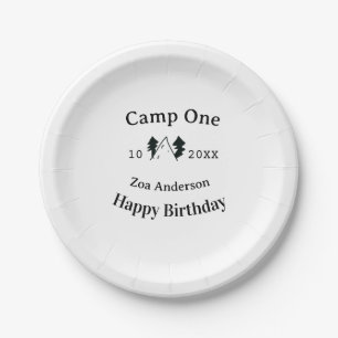 Camp one happy birthday name date campingadventure paper plate