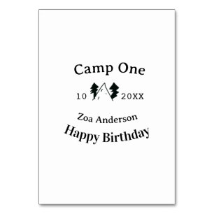 Camp one happy birthday name date campingadventure table number