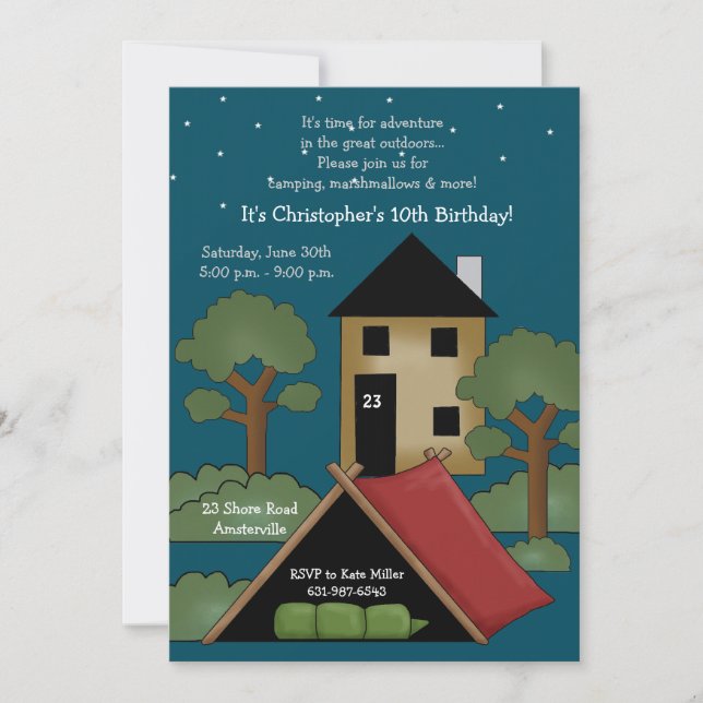 Camp Out - Birthday Party Invitation (Front)