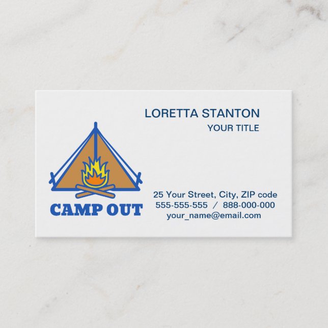 Camp out business card (Front)