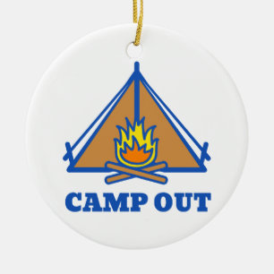 Camp out ceramic tree decoration