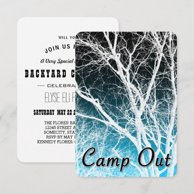 Camp Out Ghost Tree Invitation (Front/Back)