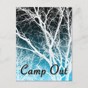 camp out party : ghost tree invitation postcard