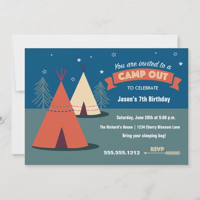 Camp Out Party Invitation (Front)