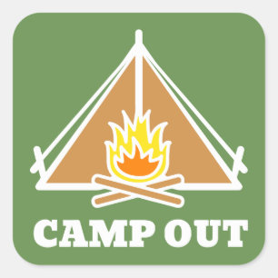 Camp out square sticker
