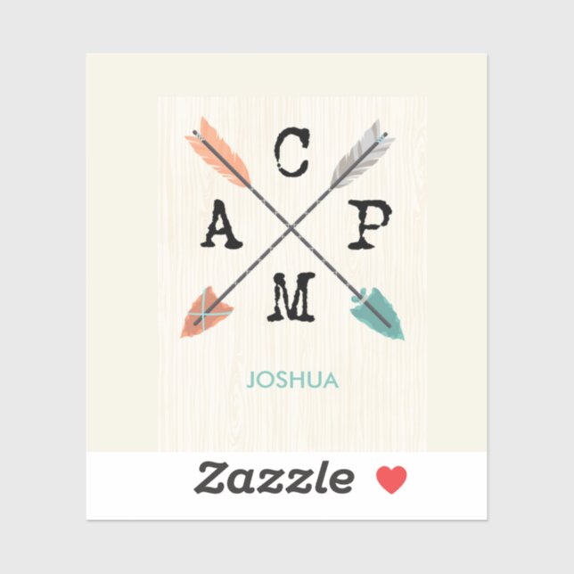 Camp Personalise Name Arrows on Wood Pattern (Sheet)