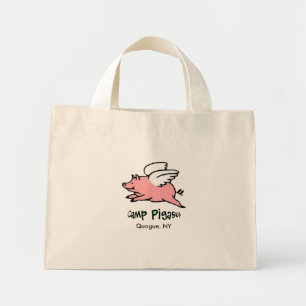 Camp Pigasus, blue & white striped beach tote