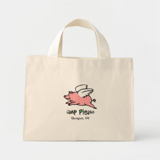 Camp Pigasus, blue & white striped beach tote