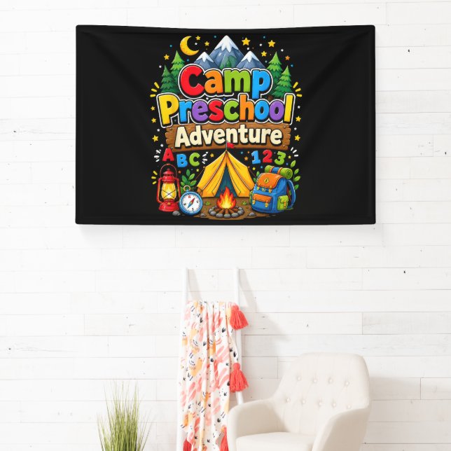 Camp Preschool Adventure Back to School First Day Banner (Insitu)