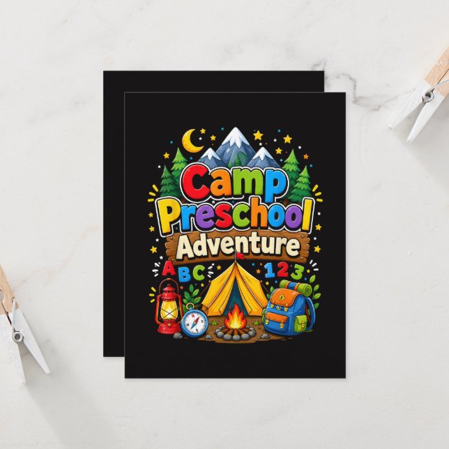 Camp Preschool Adventure Back to School First Day Invitation (Front/Back In Situ)