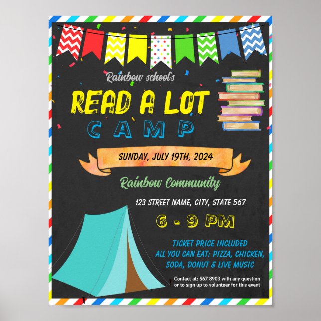 Camp read a lot school event template poster (Front)
